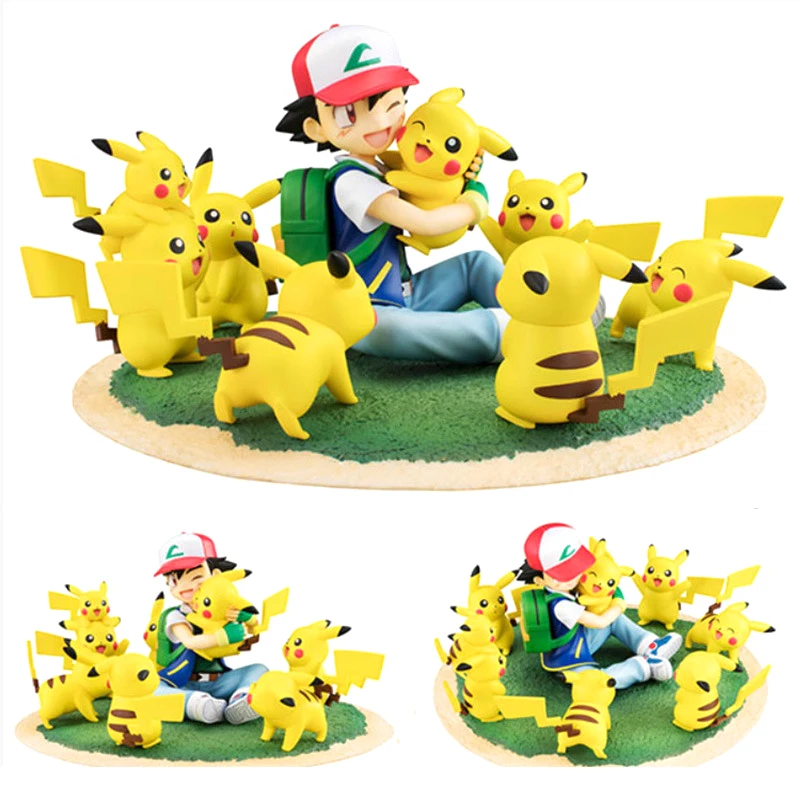 

Takara Tomy Toy for Children Pokemon Monster 15cm Ash Ketchum Pikachu Collectible Action Figure Pocket Monsters Dolls