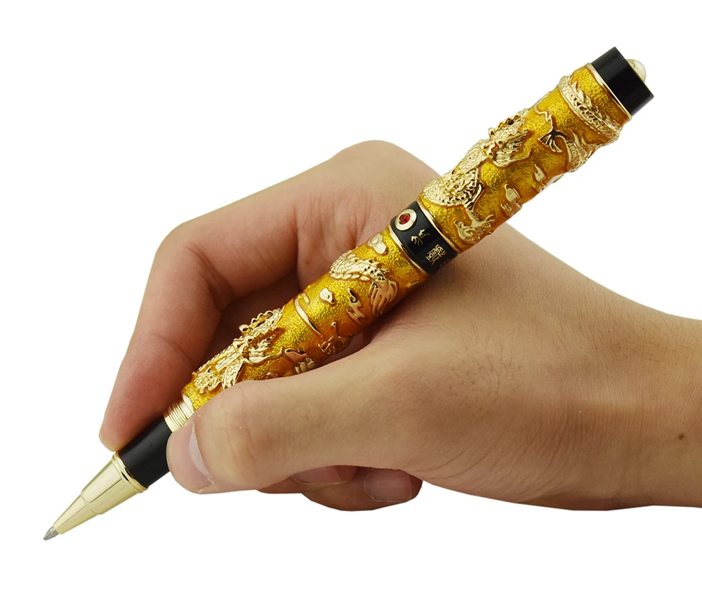 Jinhao Cloisonne Double Dragon Rollerball Pen with Refill Advanced Craft Writing Gift for Business Graduate Office Man Woman | Канцтовары
