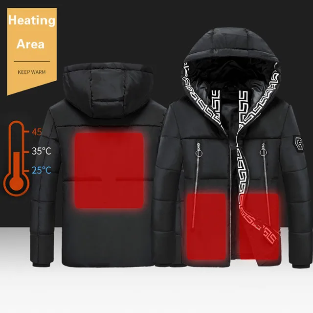 Мужская зимняя стеганая куртка с подогревом от Usb аккумулятора для активного