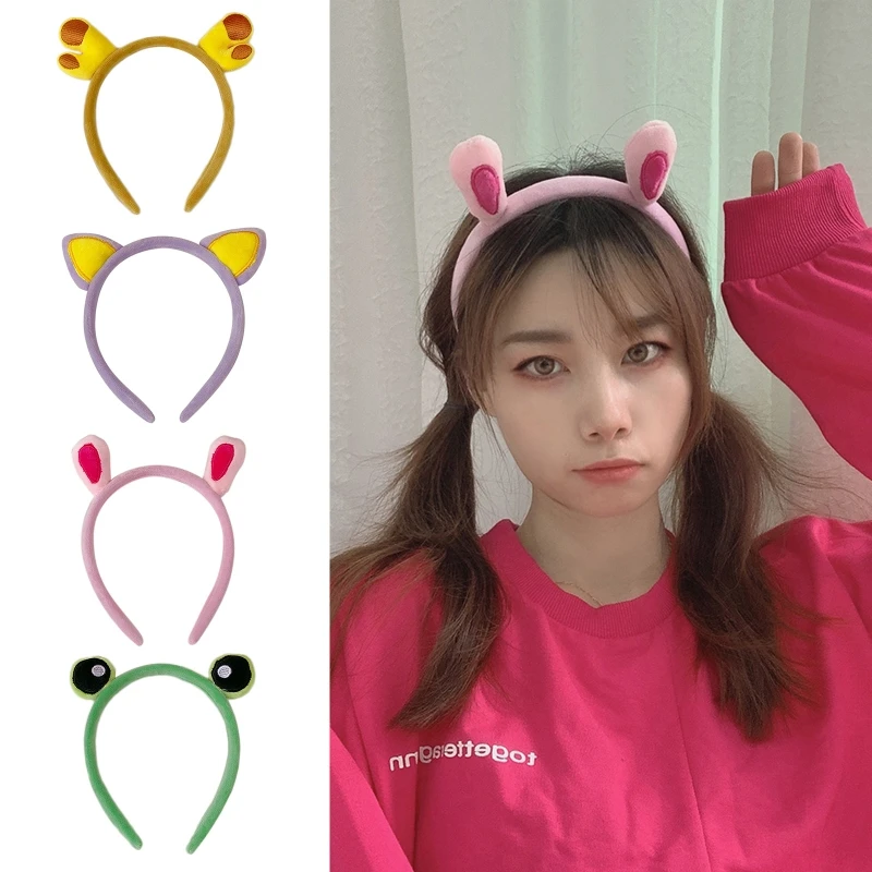 Забавная мультяшная повязка на голову с ушками животных милые глаза лягушки