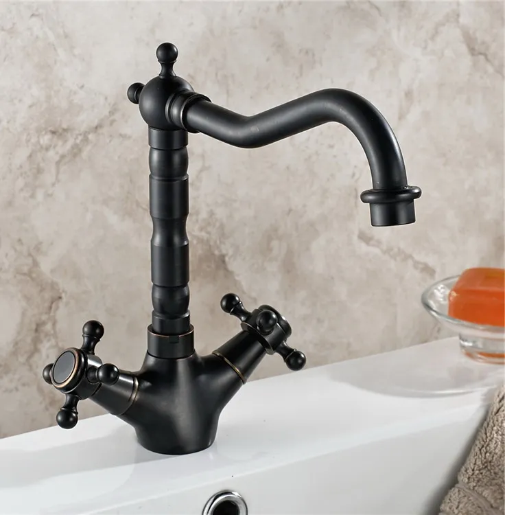 

Black Oil Rubbed Bronze Antique Brass Kitchen Wet Bar Bathroom Vessel Sink Faucet Swivel Spout Mixer Tap Single Hole Two Handles mnf033