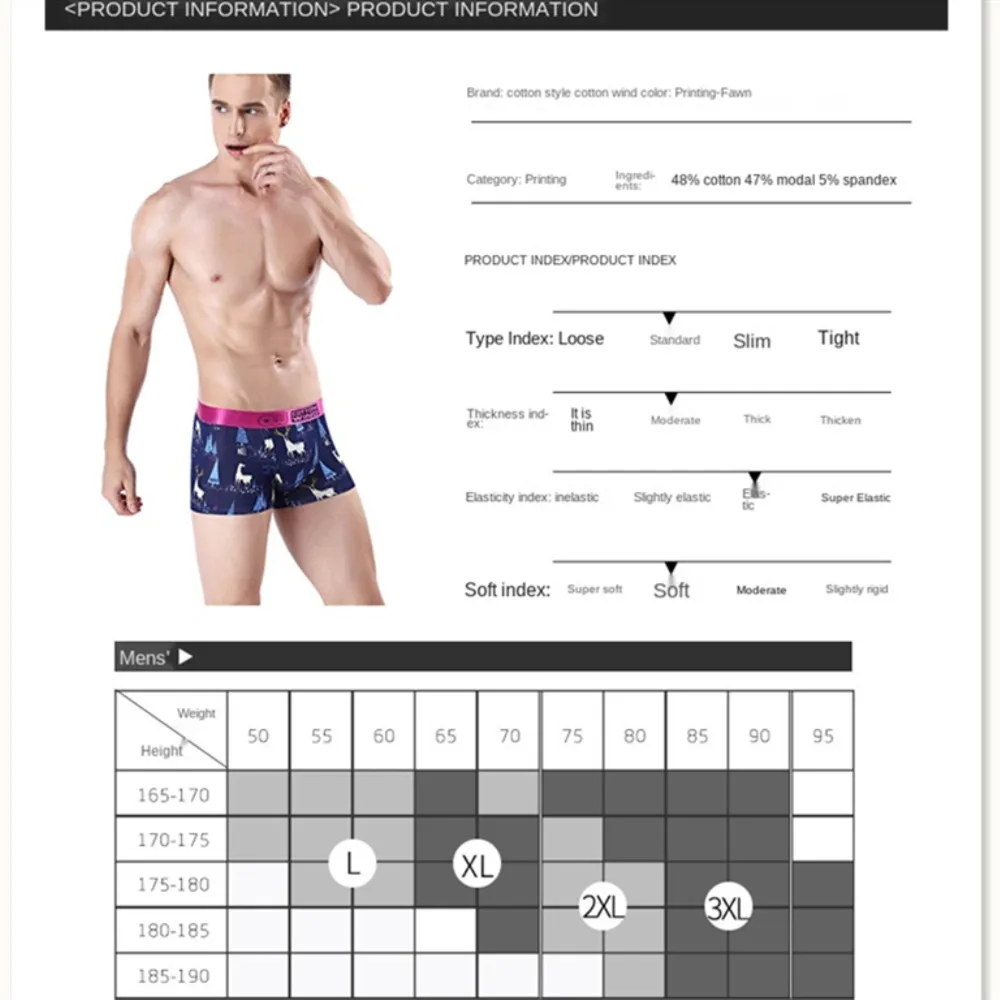 

Deer Print Couple Underwear Set Men Panties Women Breathable Hip Lift Panties Cotton Underwear Women Mid Rise Seamless Panties