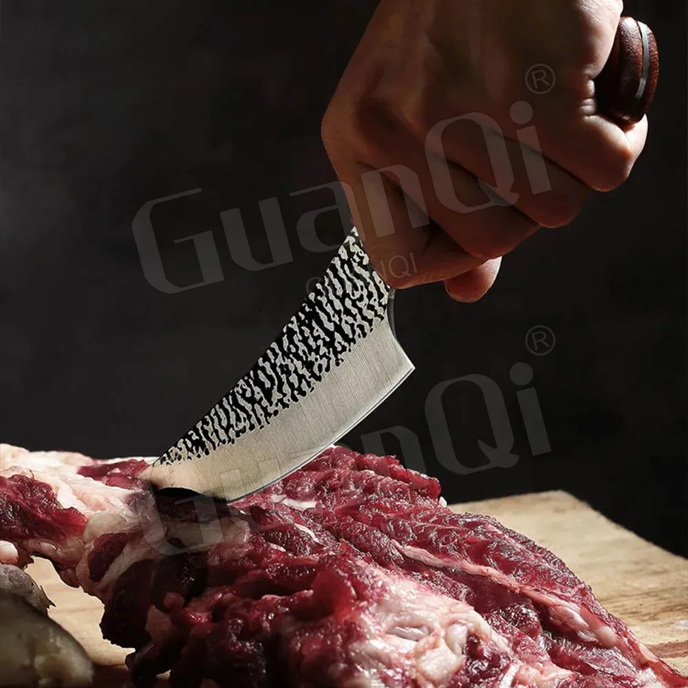 Кованый кухонный нож ручной работы из нержавеющей стали с деревянной ручкой