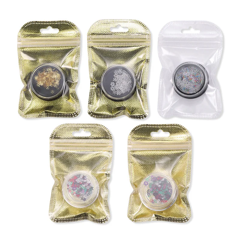 Разноцветные металлические украшения для дизайна ногтей в виде снежинок и звезд