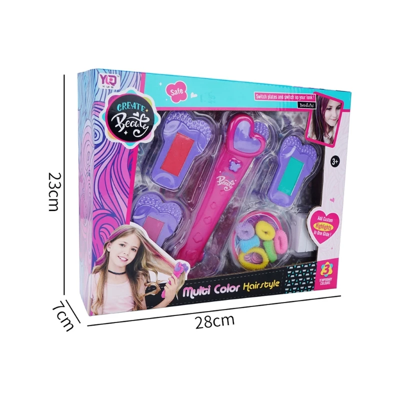

Children Girl Hair Dye Stick Brush Make Up Beauty Cosmetic Pretend Play Toy for Toddlers Kids Teenagers