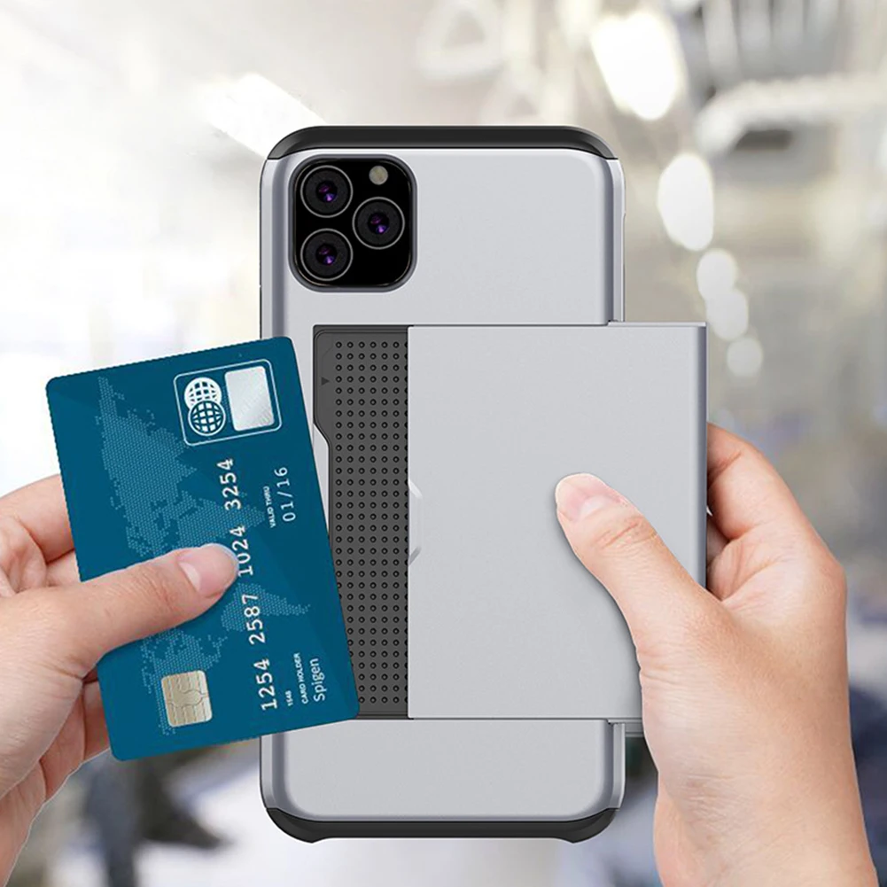 Подходит для IPhone 11 чехол телефона защитный анти-скользящая карта два-в-одном