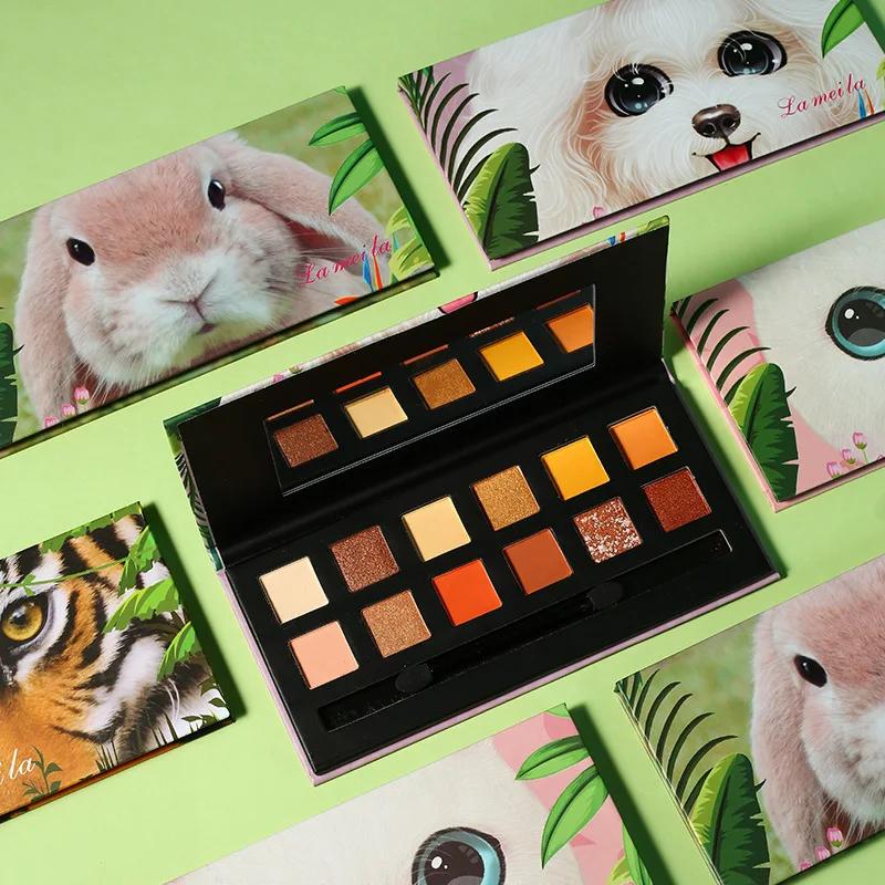 Милый животный матовый перламутровый порошок с пигментным блеском палитра теней