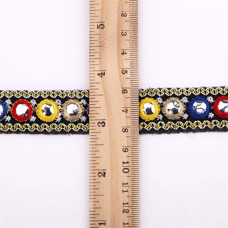 Этническая винтажная вышивка зеркальная кружевная плетеная лента с блестками