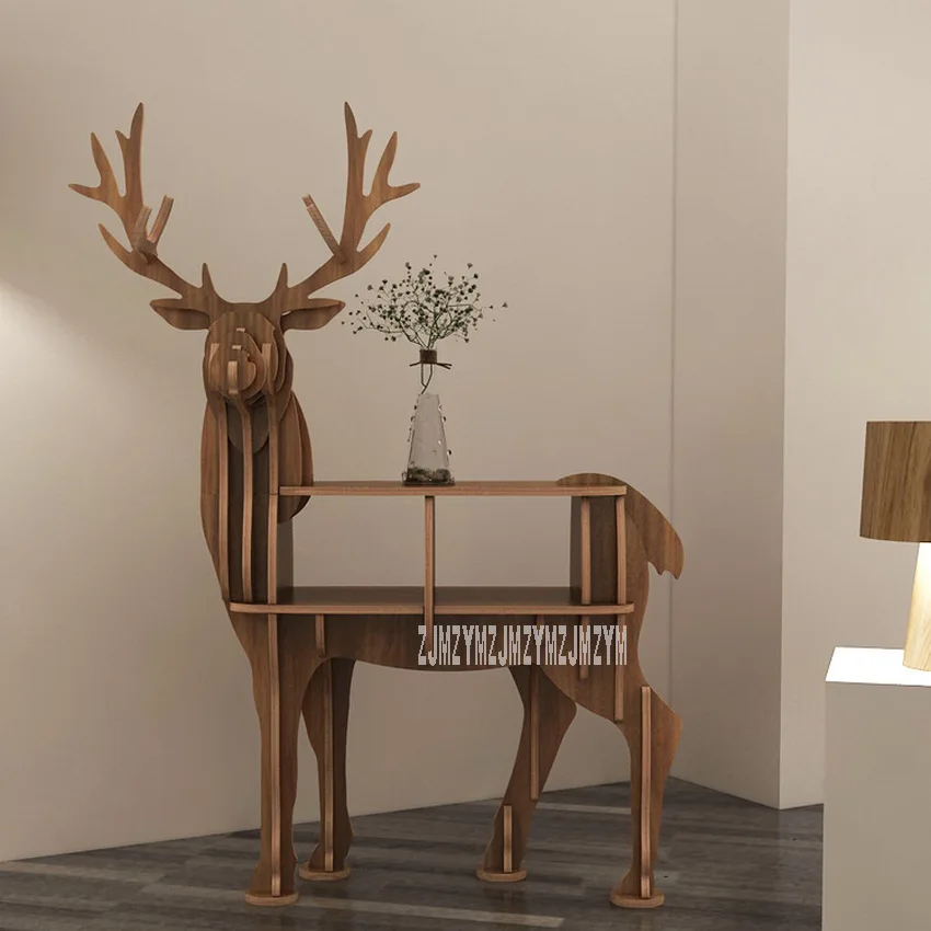 

S/M Large Book Rack Bookcase Display Storage Furniture for CDs Movies Books Animal Deer Display Bookrack Wooden Bookcase Shelves