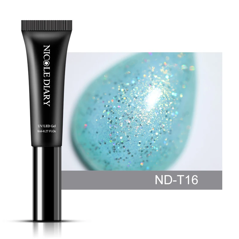 ND-T16 NICOLE DIARY, розовое золото, гель для ногтей, блестящий Светодиодный УФ-гель, для маникюра, блестки, отмачиваемый Гель-лак для ногтей, Полупостоянный Гель-лак - Цвет: ND-T16