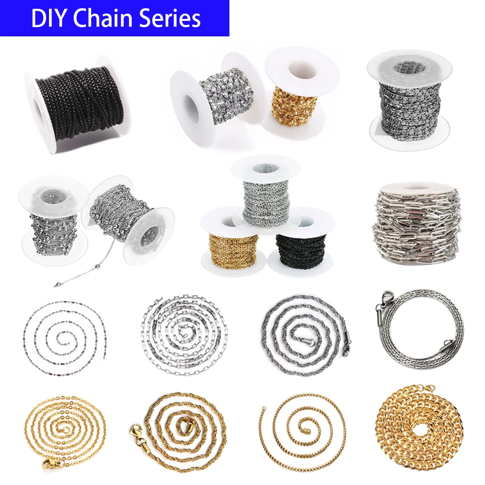 

Stainless Steel Necklace Chains Bulk Cable Link Chain For DIY Jewelry Making Components Handmade Chain Wholesale Supplier