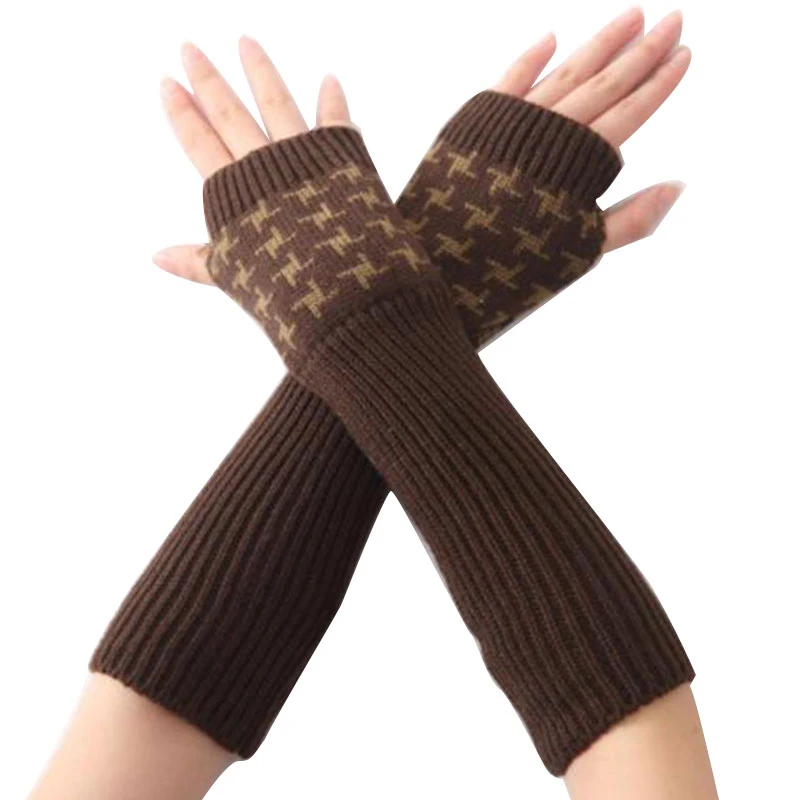 

Классические клетчатые вязаные шерстяные рукава перчатки Ретро женские перчатки без пальцев теплые плотные рукава декоративные стильные ...