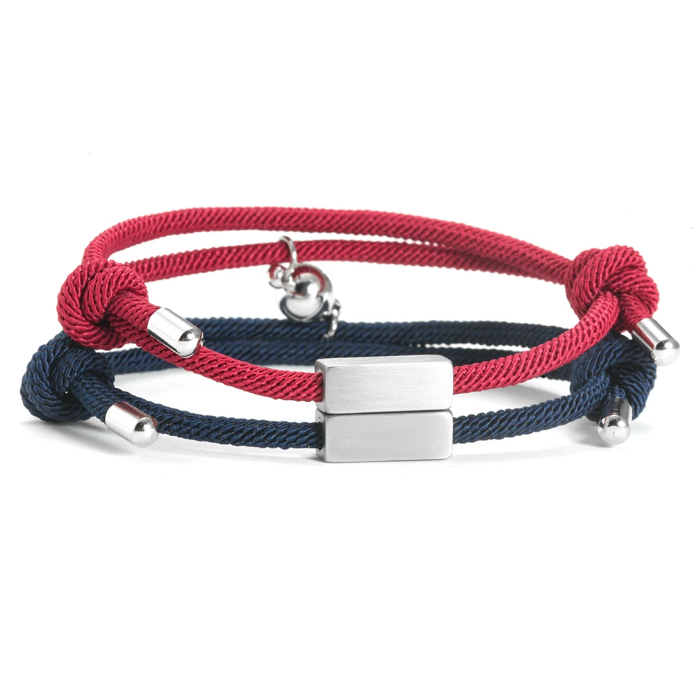 

Браслет для пары для мужчин женские браслеты дружбы веревка расстояние пара притягивающий магнитный браслет 2 шт./компл.