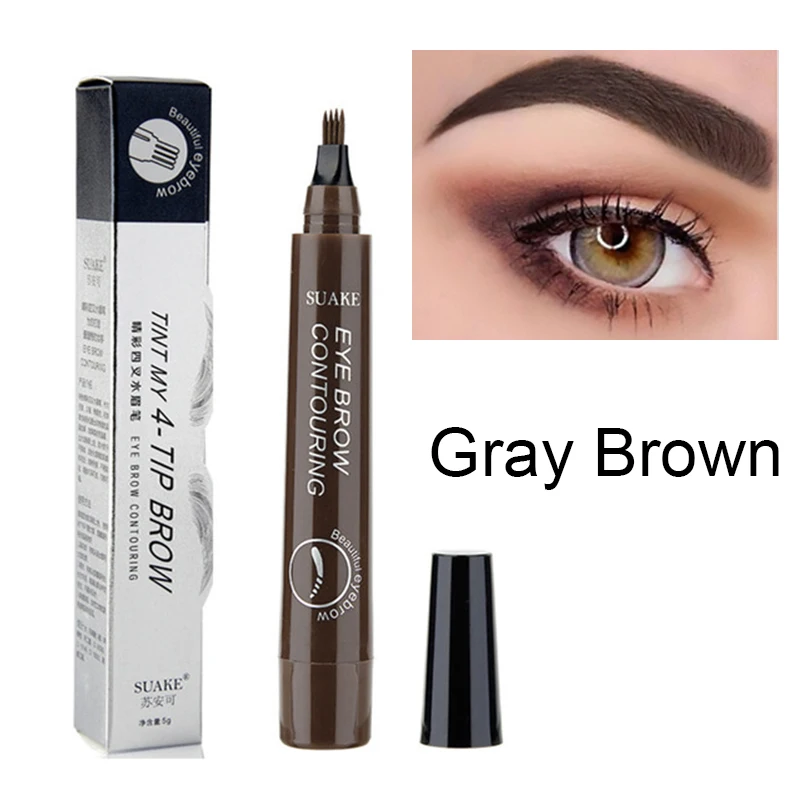 Microblading карандаш для бровей водонепроницаемый вилка кончик бровей Карандаш для татуировки длительный Профессиональный тонкий эскиз жидкий карандаш для бровей - Цвет: Grey Brown