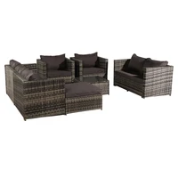 【USA READY STOCK 】Oshion 8-Seat Rattan Furniture Outdoor Sofa Dark Gray Sofa Cover (UK Flame Retardant Material)-Gray Rattan Tot