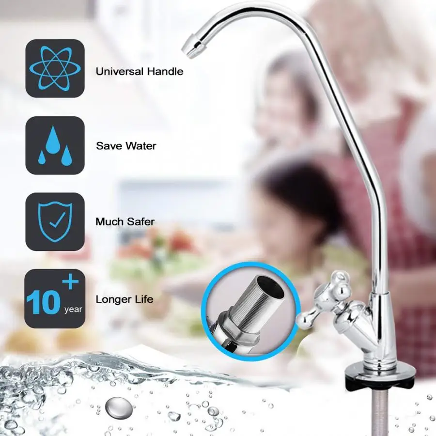 

1/4'' Zinc Alloy Faucet Extenders Kitchen Faucet Tap Chrome Reverse Osmosis RO Drinking Water Filter Water Tap Filter Faucet