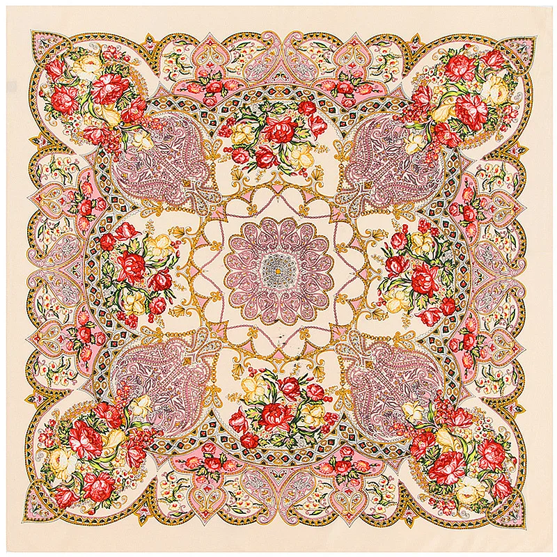 Зимний шарф в богемном стиле 100 см роскошный брендовый квадратный Женский