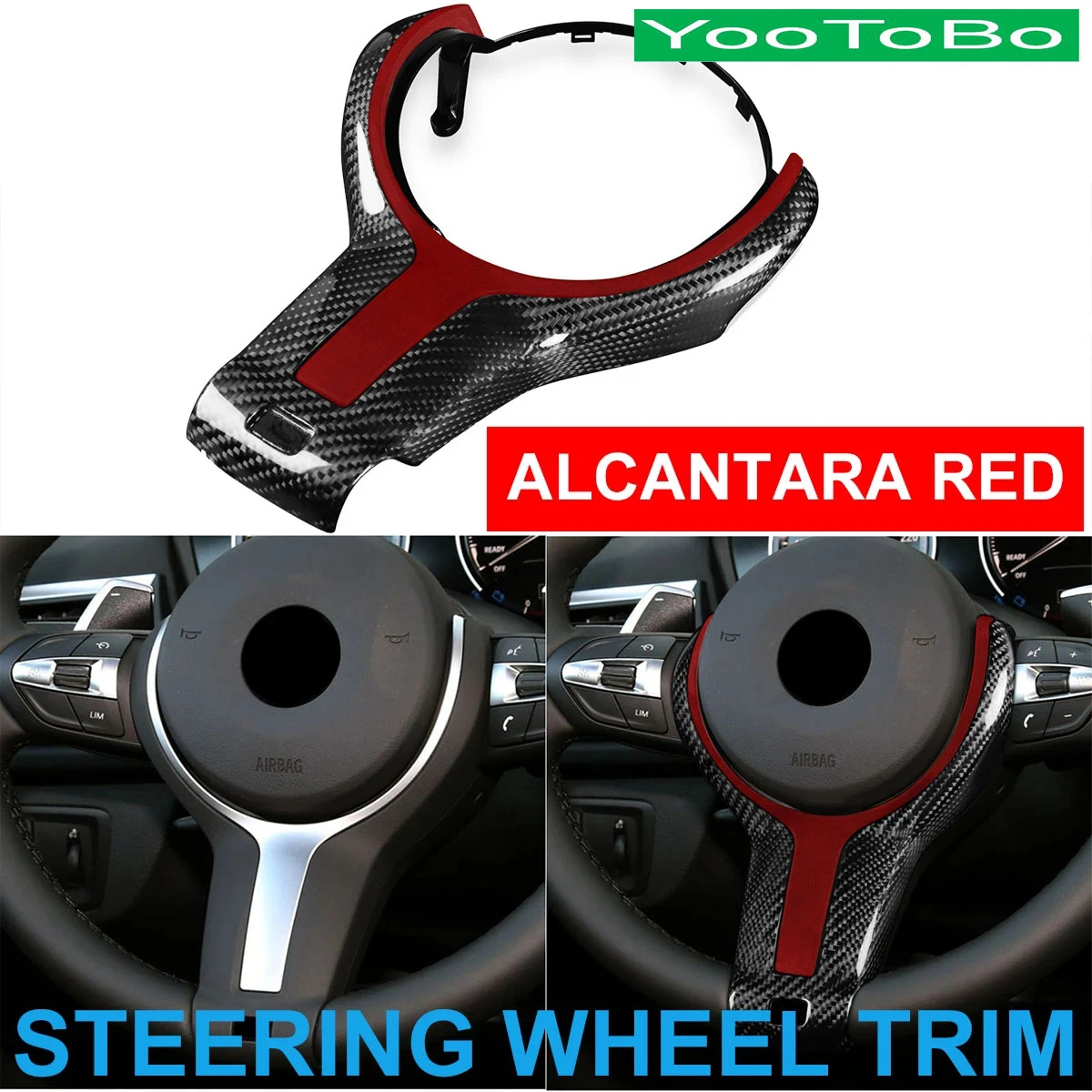 

Carbon Car Steering Wheel Trim Cover Replace Alcantara RED For BMW M Sport F20 F22 F30 F31 F32 F36 F10M F06 F12 X5 F15 X6 F16