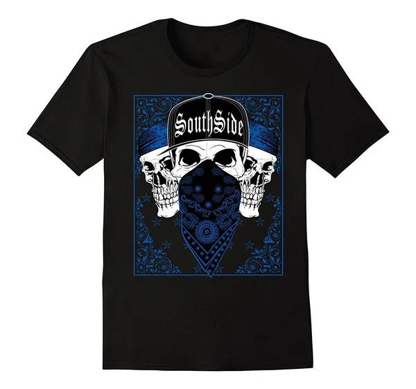 

Gift T Shirt Mens Southside Blue Bandana T-Shirt Skull Gangster Sur New Men'S Fashion Crew Neck Short Sleeves