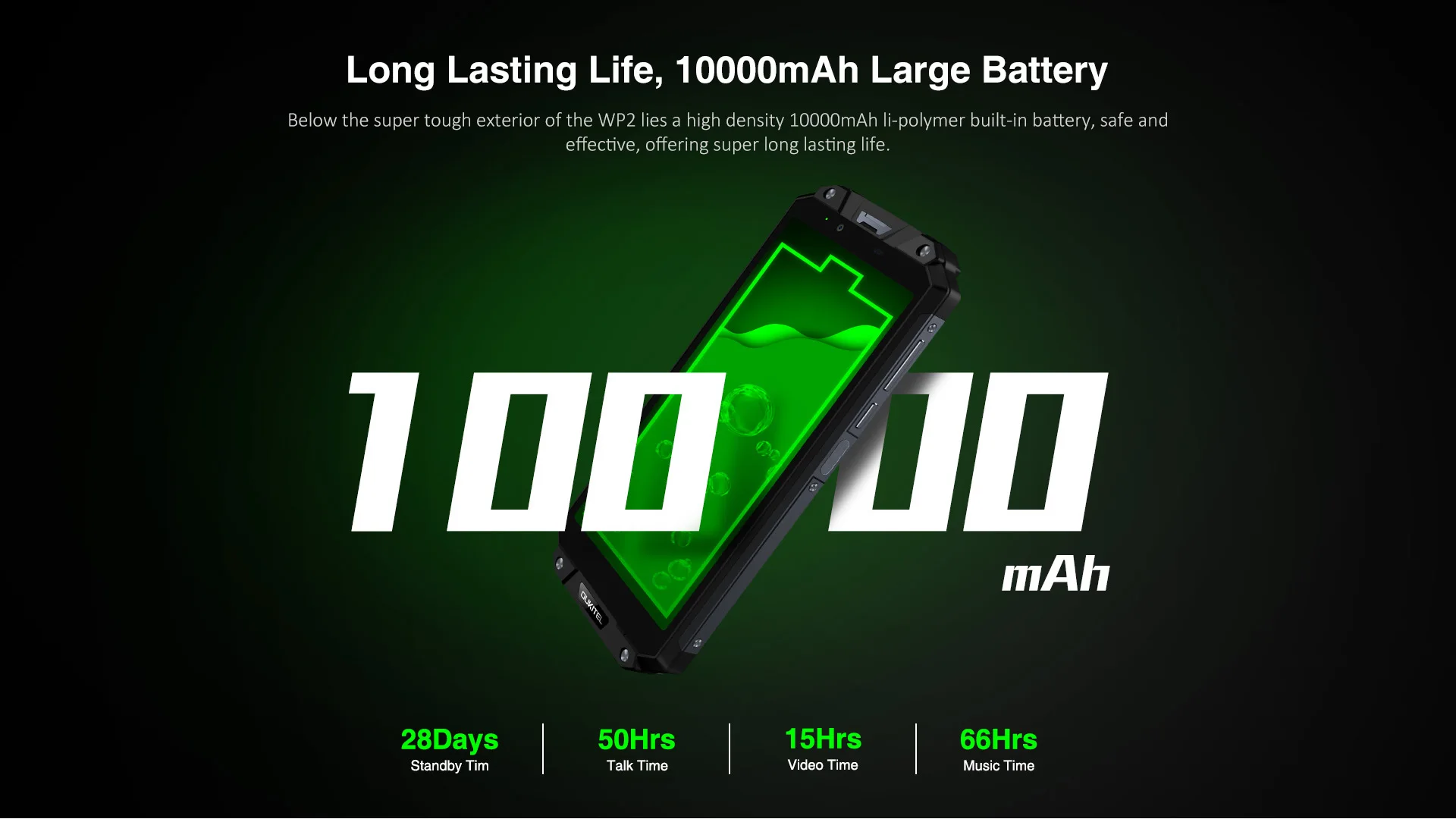 OUKITEL WP2 10000 мАч IP68 водонепроницаемый пылезащитный ударопрочный мобильный телефон Восьмиядерный 4 Гб 64 Гб MT6750T 6," 18:9 смартфон с отпечатком пальца