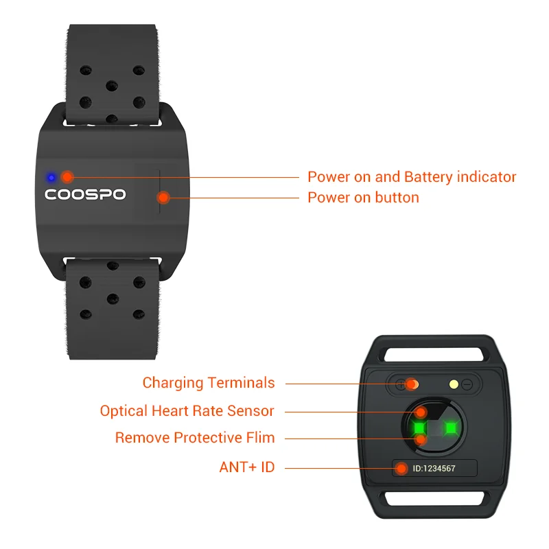 Датчик сердечного ритма CooSpo для велокомпьютера Garmin Wahoo наручный фитнес-браслет