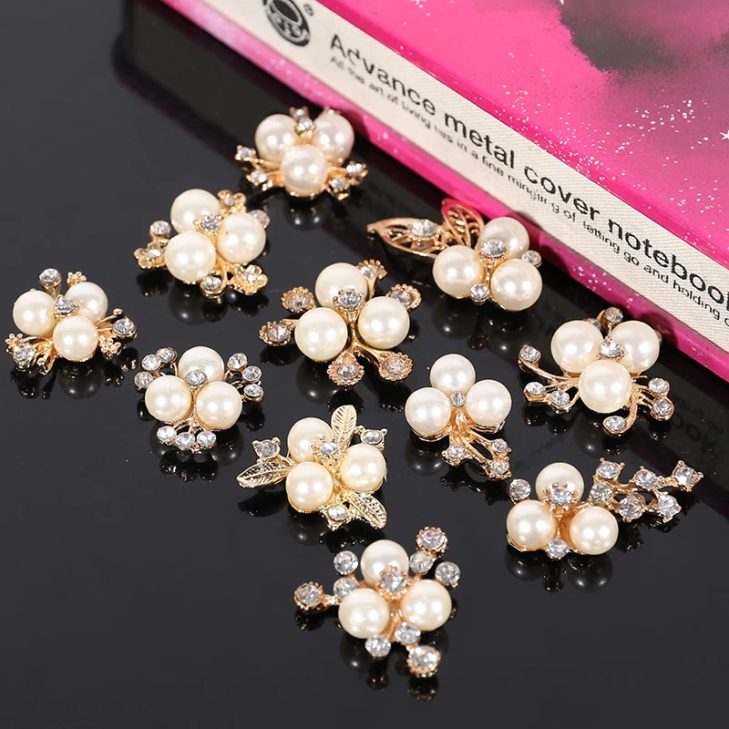 2017New 100 шт. Жемчужный Цветок Core стразы кнопка/Пряжка для свадьбы или сделай сам DIY