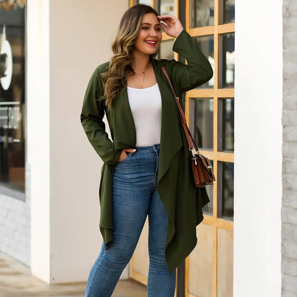 WHZHM куртки и пальто с поясом женские зеленые однотонные отложным воротником