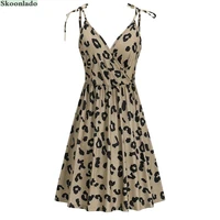 newest women cotton leopard dress good quality lady slip dresses comfortable soft material clothes summer ladies fashion dress