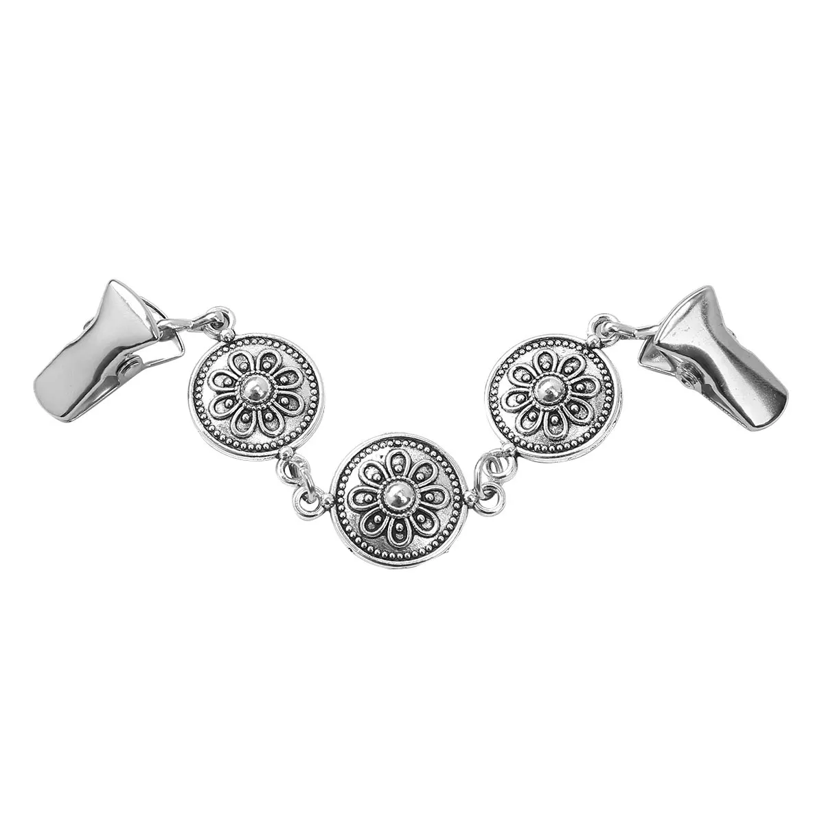 Зажим для рубашки кардигана винтажный металлический серебристый зажим