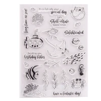 1pc submarine fish transparent silicone stamp diy scrapbooking rubber coloring embossed diary decor template reusable 1521cm
