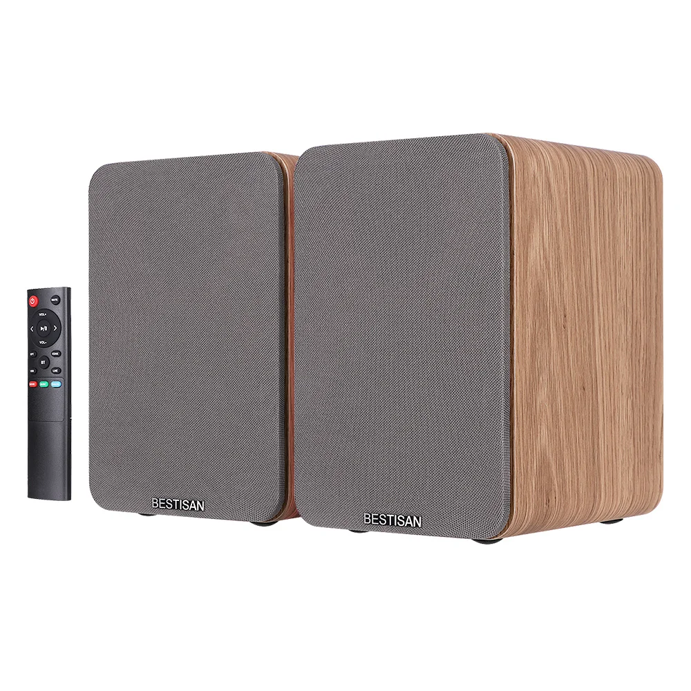 80W Subwoofer Soundbar HiFi Speaker Bluetooth Boombox Wooden Bookshelf Speakers 2.0 Home Theater System Bass Effect For PC TV