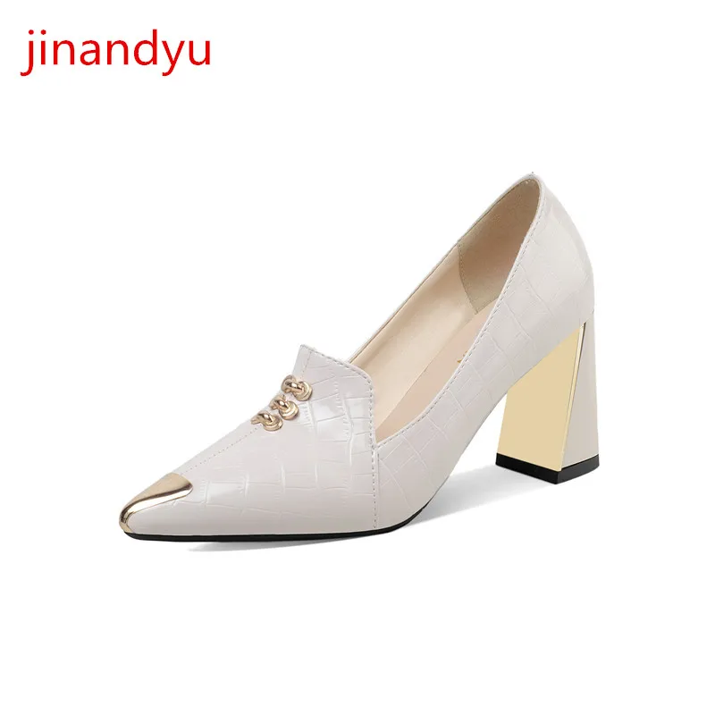 

Pointy Beige Black Heels Women Pump Slip Dress Wedding Shoes Woman Heels Fashion Patent Leather Loafer Woman Square High Heels