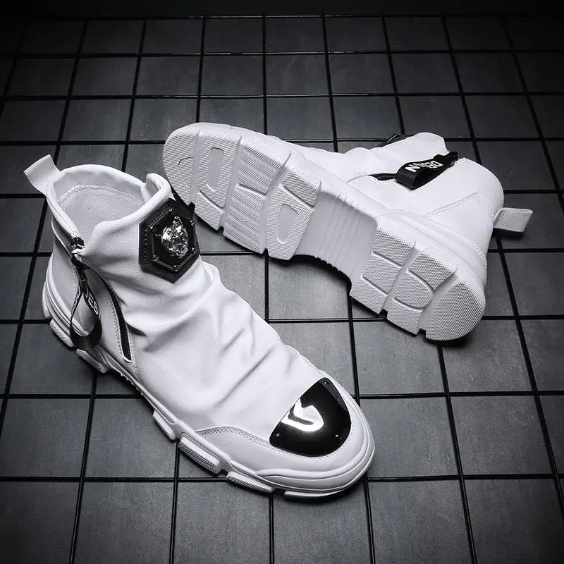 

Мужские белые ботинки, итальянские ботинки, мужские черные кожаные ботинки челси, модная мужская обувь на платформе, замшевые ботинки, готи...