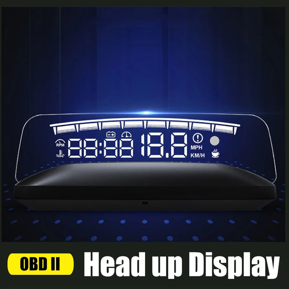 

Car Head Up Display HUD Mirror Windshield Speed Projector Security Alarm Water Temp Overspeed RPM Voltage Speed Gauge OBDII EOBD