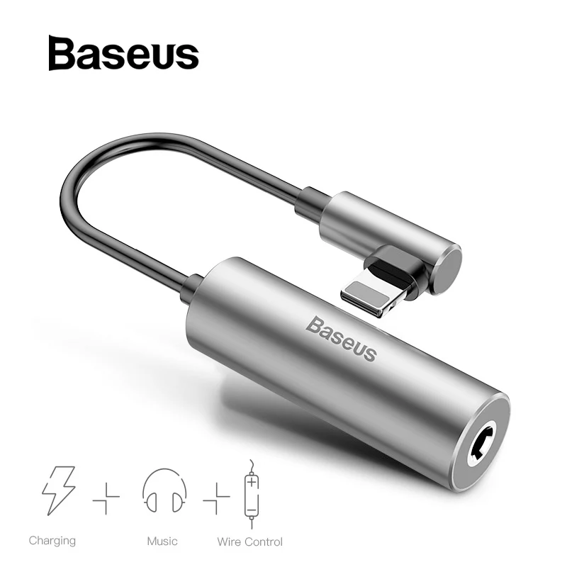 Baseus 2 в 1 Aux аудио кабель разветвитель для iPhone Xs Max 7 удлинитель USB кабель адаптер для iPhone до 3,5 мм разъем адаптер для наушников