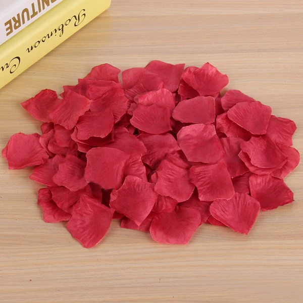 Wine red 1000 шт Искусственные Свадебные лепестки роз, аксессуары, цветочные Полиэстеровые Свадебные розы, для дома, свадьбы, композиции, лепестки цветов - Цвет: Wine red