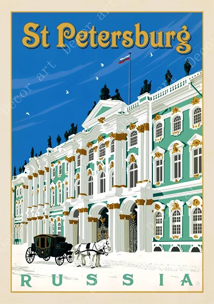 Россия СПб для путешествий холст живопись винтажная стена крафт постеры