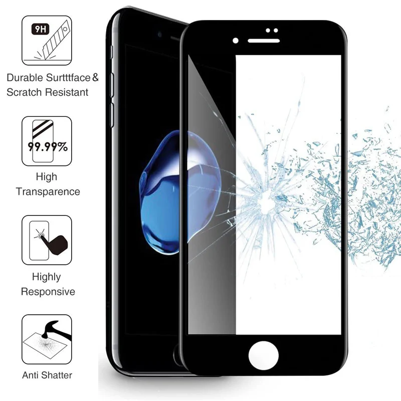 Закаленное защитное стекло 9H для iPhone SE 2020 7 8 Plus X Xr Xs 11 Pro Max|Защитные стёкла и плёнки