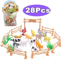 28pcs plastic farm animals set cat dog horse pig sheep cow duck model children toys eduactional toy kids boys girlsbirthday gift