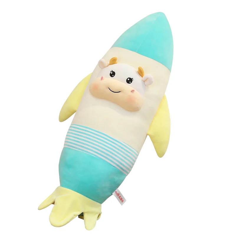 

1pc 60cm Cartoon Cattle and Duck Rabbit Plush Toys Stuffed Flying Ship Soft Rocket Gift Toy For Children Kids Boy