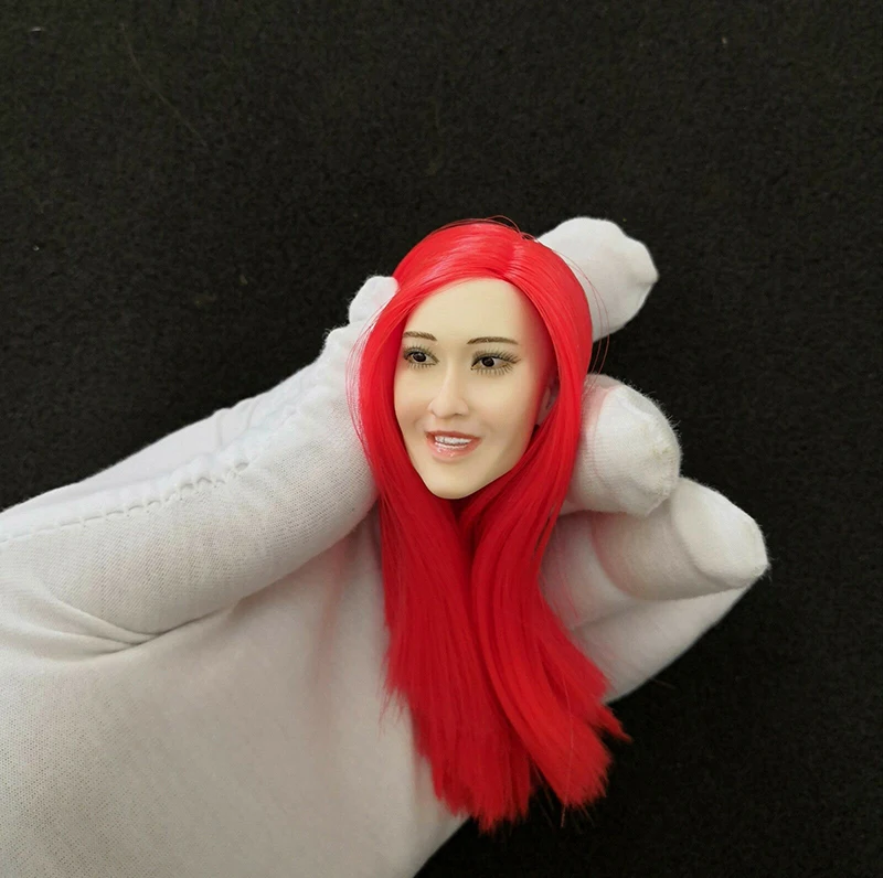 

1:6 scale Asian girl woman Pale Head Sculpt with red hair head Model Toy Fit for 12" Figure body