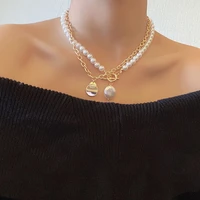 stylish imitation pearls double layers chain necklace simple aesthetic necklace for women