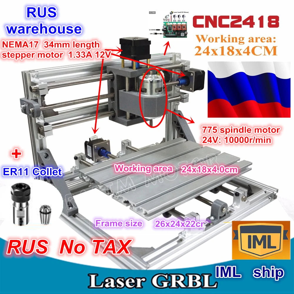 RU корабль 2418 GRBL управление DIY CNC машина Рабочая зона 24x18x4 0 см 3 оси Pcb фрезерный