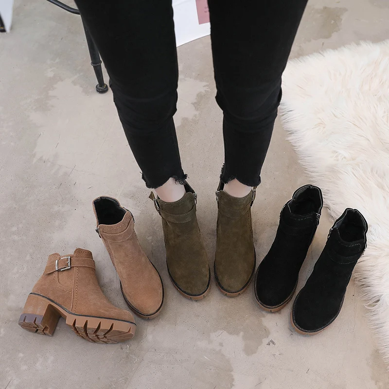 2019 женские Ботинки Martin из замши кожаные туфли оксфорды на высоком каблуке