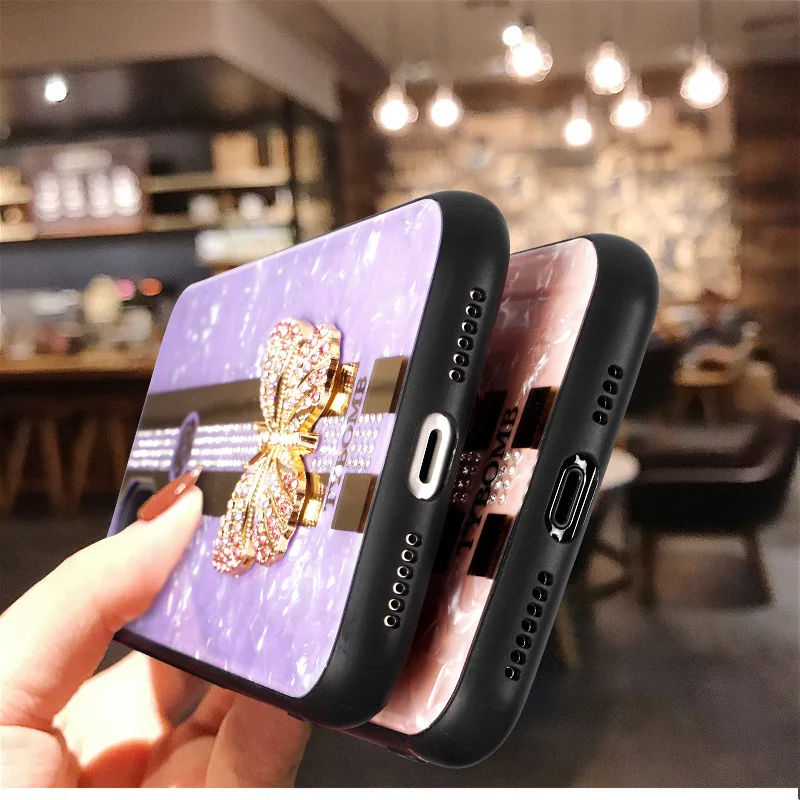 

Fashion Design with Diamond-encrusted Butterfly Phone Cases for Iphone 11 Pro Max 12 Pro Mini XR XS 8 X 7 Plus Silicone TPU Case