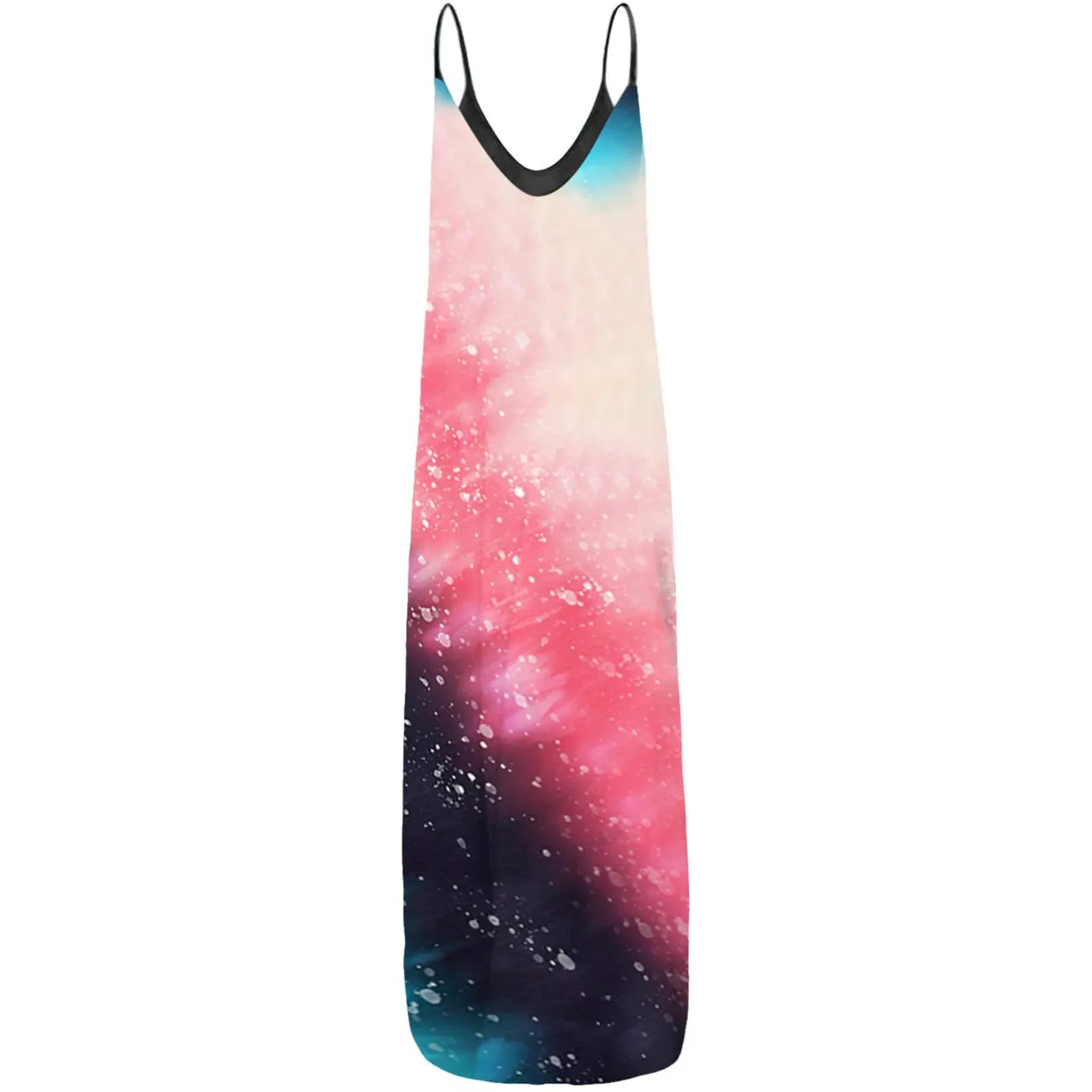

Summer Casual Woman Clothes O-neck Print Maxi Dress Stripe Sleeveless Long Dress Plus Size Floor-Length Loose Sexy Women Dress
