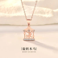 100 genuine 925 sterling silver fashion womens jewelry color gold necklace micro inlaid zircon female carousel clavicle chain