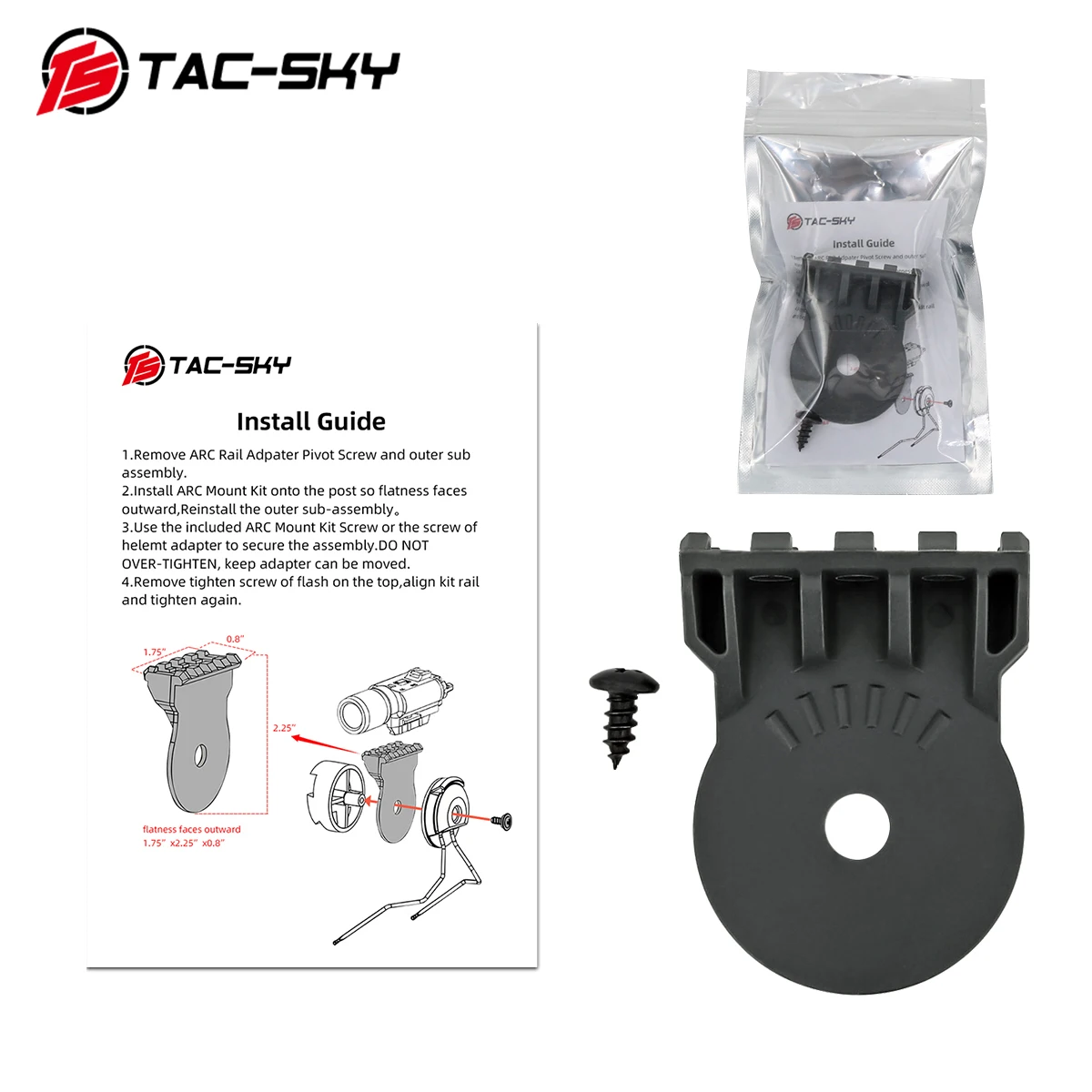 TAC-SKY Tactical Flashlight Mounting Bracket for helmet mounting Suitable tactical headset Fast Ops Core ARC rail adapter | Мобильные