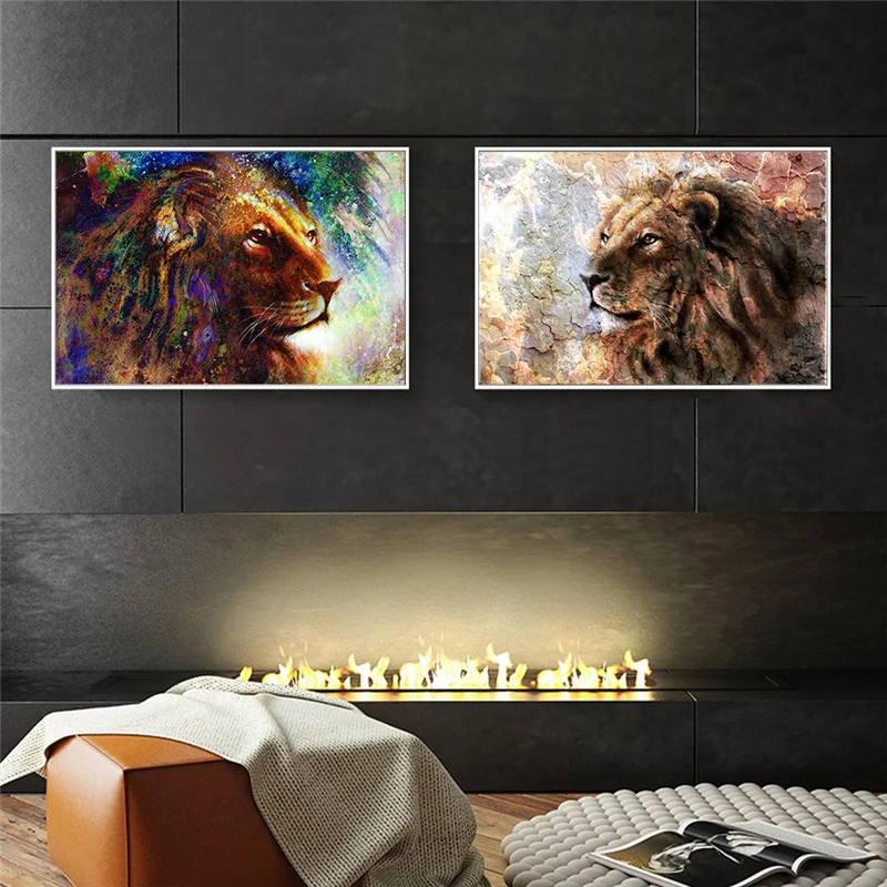 

Animal Canvas Painting Lion Deer Elephant Wall Art Posters and Prints Modern Abstract Decorative Pictures for Living Room Decor