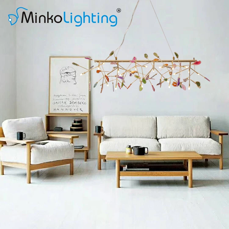 Custom Agate Led Pendant Lighting Lamp Fixture Iron Metal Modern Light Scandinavian lamparas de techo colgante | Освещение